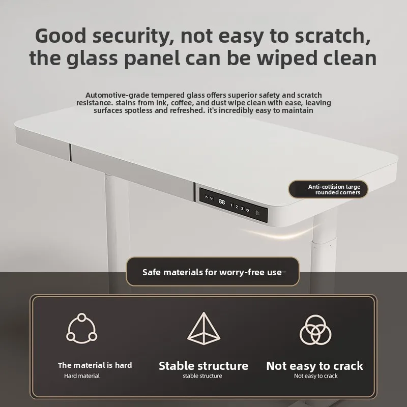 Wholesale Home Office Electric Smart Tempered Glass Three-level Memory Function Lifting Adjustable Computer Table with Drawer
