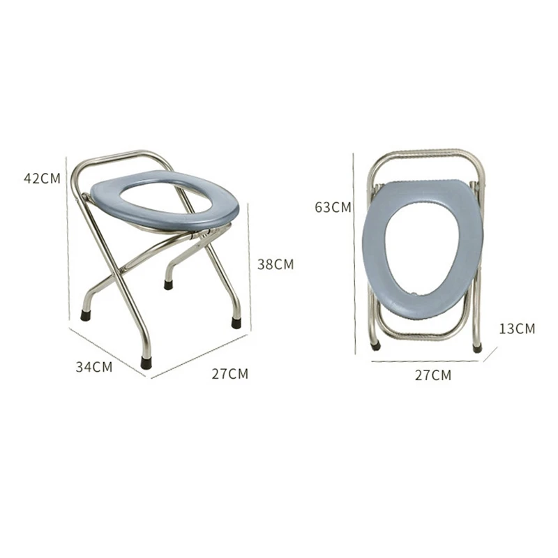 Outdoor Folding Commode Portable Toilet Seat, Stainless Steel Portable Potty Commode Chair,Perfect For Camping,Traveling