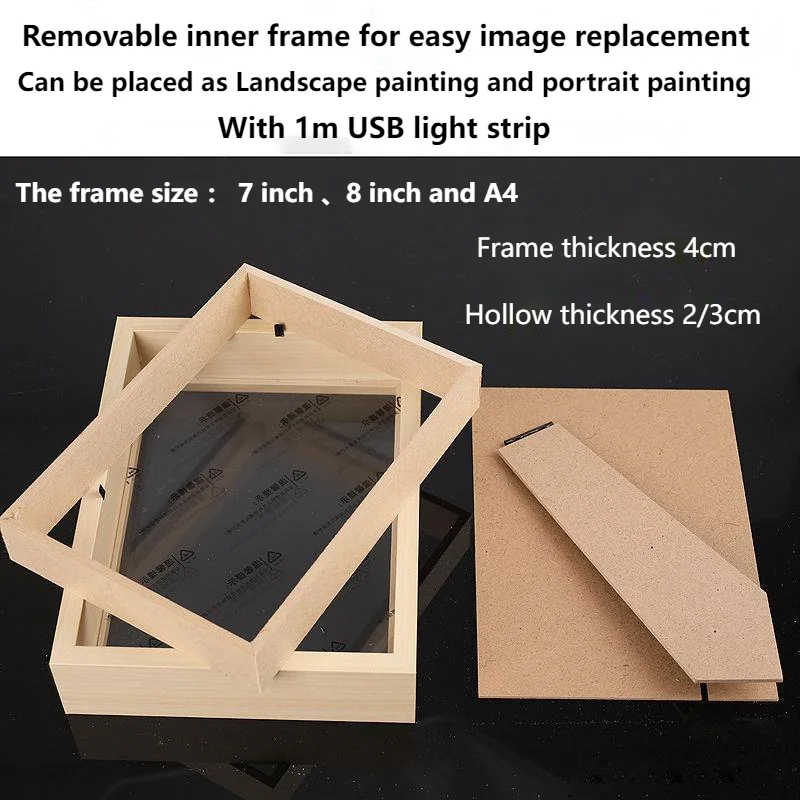 DIY Picture Frame With Light Strip Led Acrylic Decor 7 8 Inch A4 Hollow Frame Night Light Wall Art Photo Frame For Room Decor