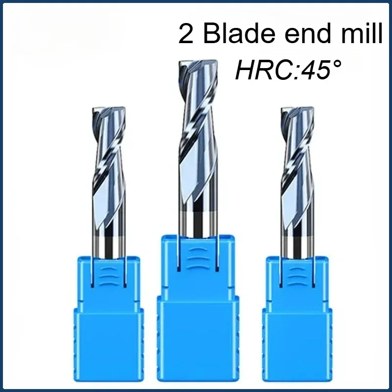 

HRC45 2 Flute end mill 1.5mm 1~12mm 1~20mm 6mm 8mm 12mm 50L 60L 75L 80L 100L CNC carbide metal router bit milling cutter metall