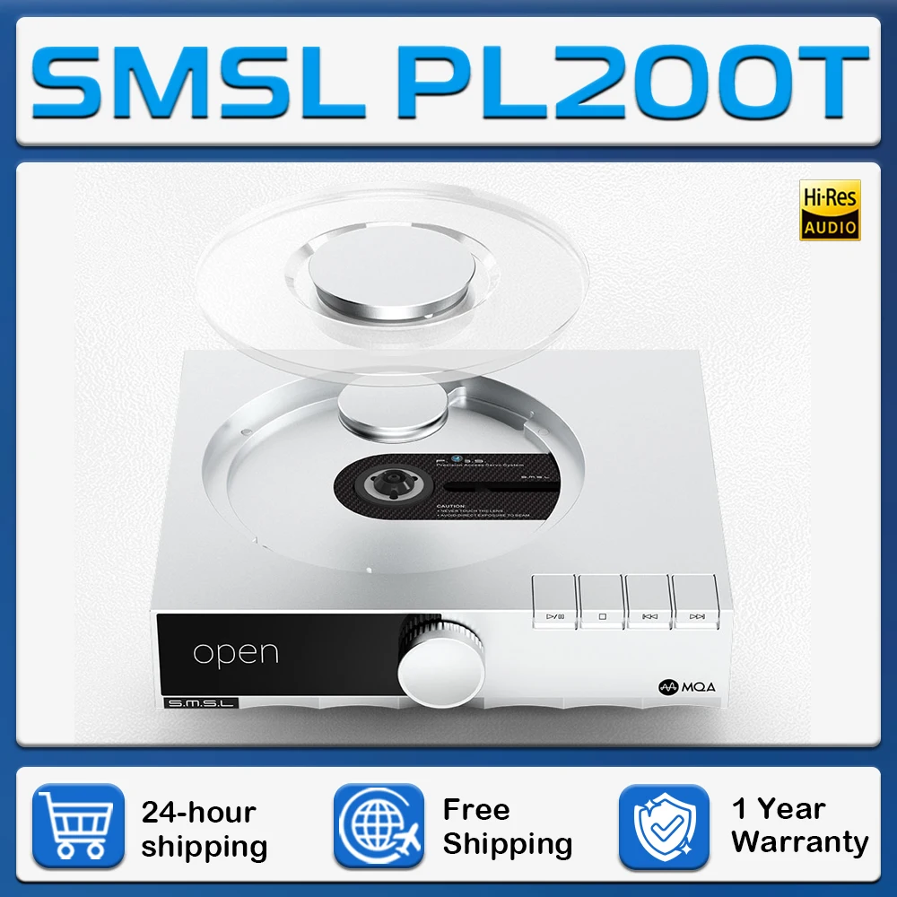 

SMSL PL200T CD Player Hi-Res P.A.S.S Servo System MQA-CD DSD512 Clock USB Input Support I2S AES/EBU Optical Coaxial Output