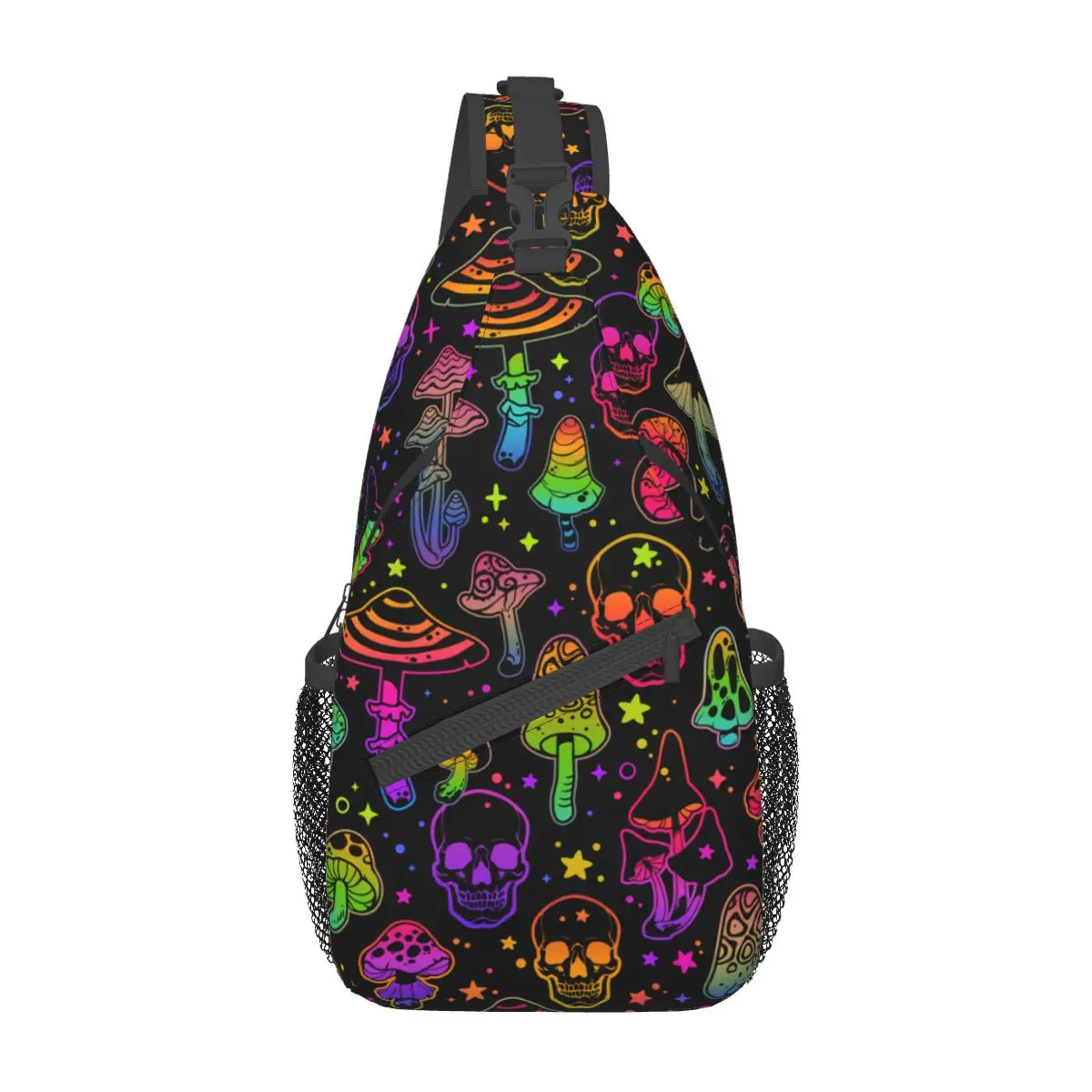 

Skull Mushroom Psychedelic Sling Bags Chest Crossbody Shoulder Backpack Hiking Travel Daypacks Aesthetic Mushrooms Men Women Bag