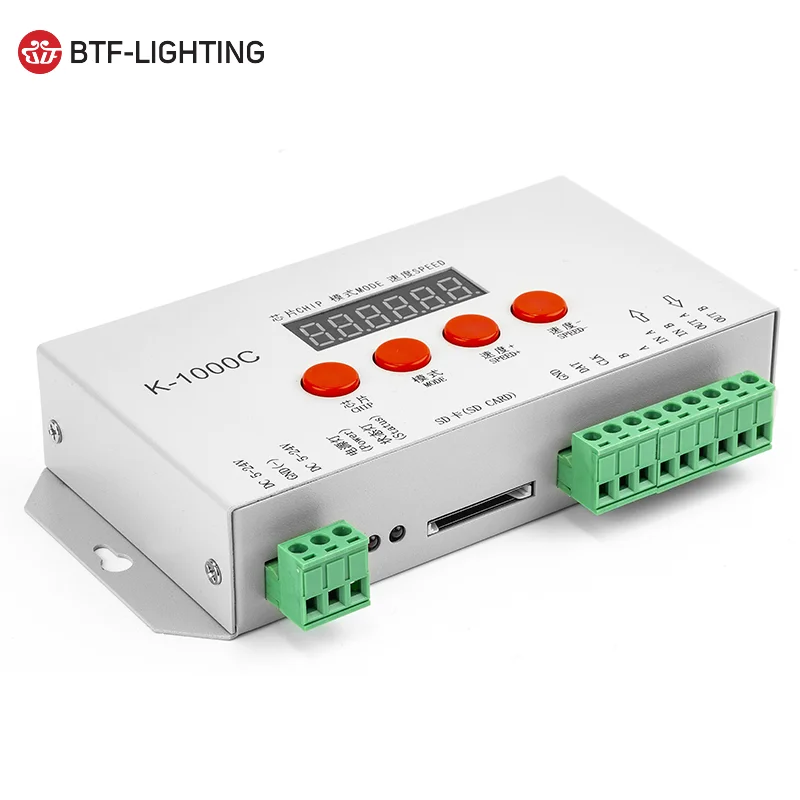 Top Selling K-1000C 1500 Pixels Ws2811 Ws2812b Rgb Programmable Led Pixel Controller with SD Card