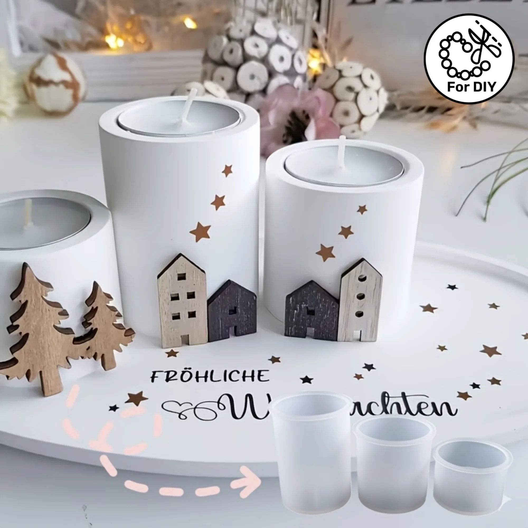 

Силиконовые формы для цилиндрических подсвечников ручной работы из эпоксидной смолы