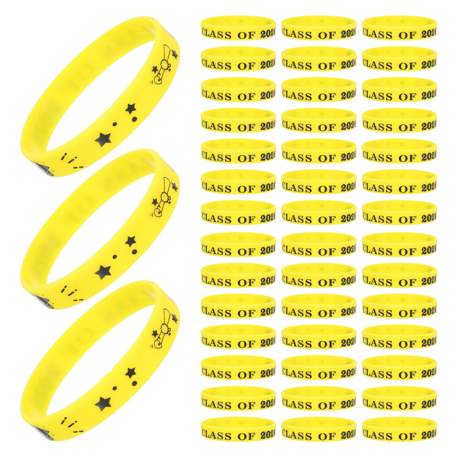 50Pcs Silicone Graduation Wristbands Class of 2026 Debossed Smooth Flexible Graduation Party Favors Grad Season Accessories