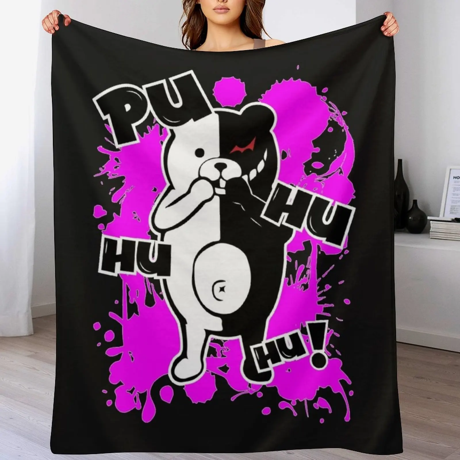 Monokuma Danganronpa - Puhuhuhu Throw Blanket Hairys Picnic Blankets Sofas Of Decoration Summer Beddings Blankets