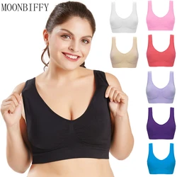 Soutien-gorge grande taille pour femmes, sans couture avec coussinets, grande taille 5XL 6XL, Push Up, brassière sans fil, gilet, sous-vêtements de Sport