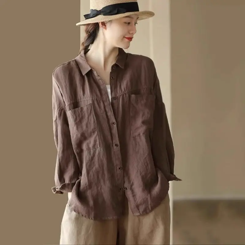 

High-End Women's plus Size irt Jaet Long Sve Turn-down Collar Color Top Spring Summer New Arrival Comfortable Br...