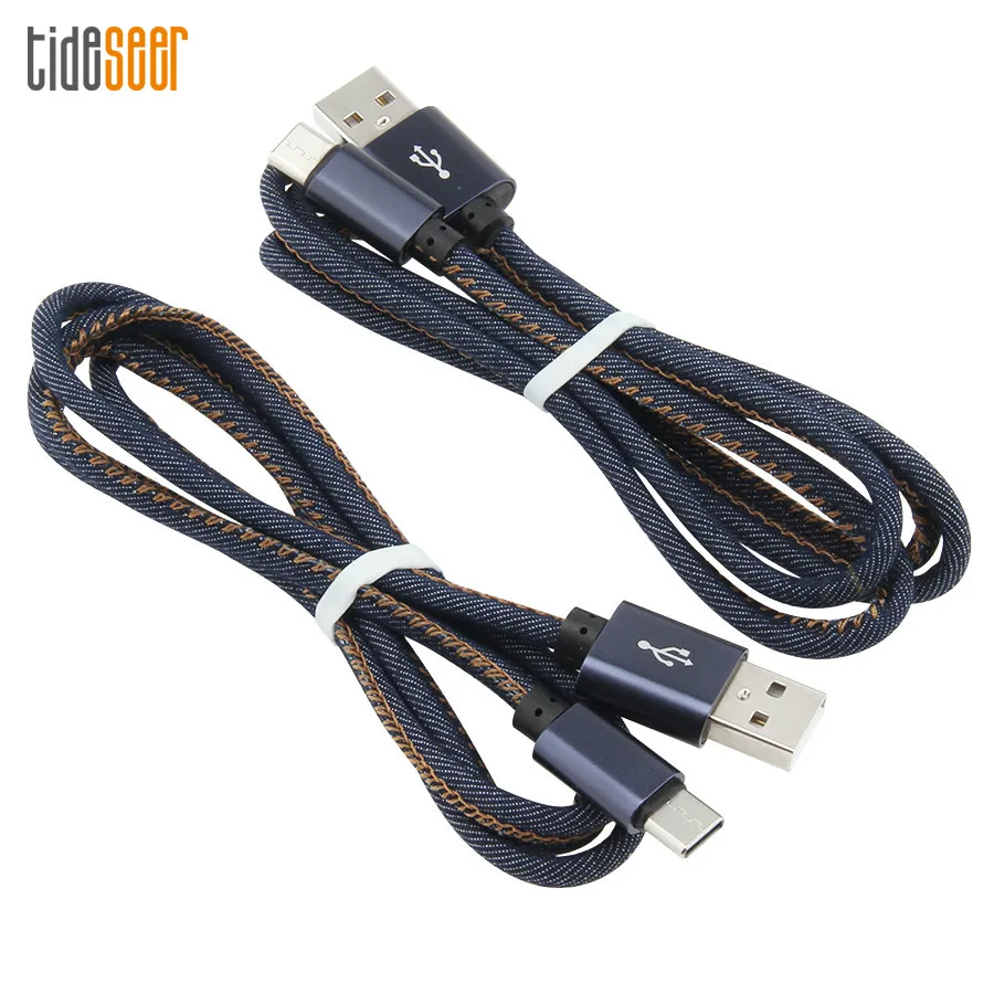 

1M Denim USB Micro Cable for iPhone Samsung Xiaomi Mobile Phone Type C Fast Charging Cables For Huawei P20 Redmi Note 8