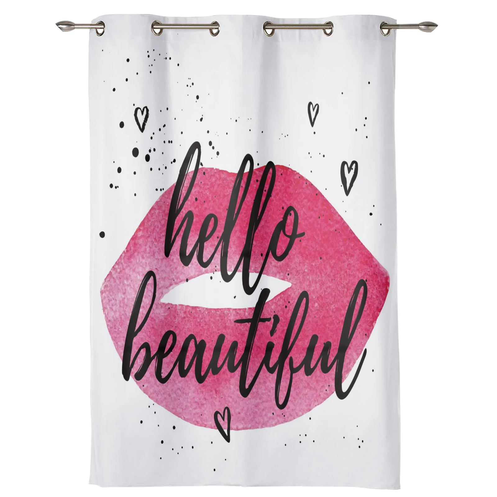 Beautiful Lips Red Illustration Curtains for Living Room Modern Kitchen Curtain Home Bedroom Window Treatment Blinds