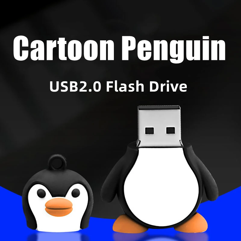 무료 사용자 정의 컬러 인쇄 로고 만화 펭귄 펜던트 USB2.0 플래시 드라이브 4GB 8GB 16GB 32GB 64GB 128GB