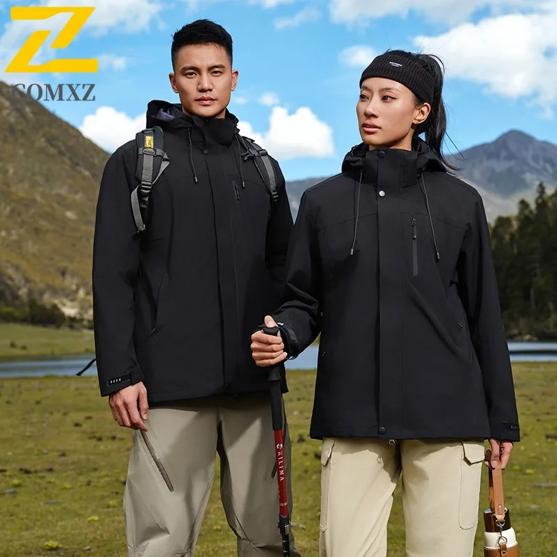 سترة رجالي للتزلج على جبال الألب من COMXZ سميكة للاستخدام الخارجي مقاومة للرياح سترة دافئة بسيطة بقلنسوة سترة واقية مريحة للخريف #3