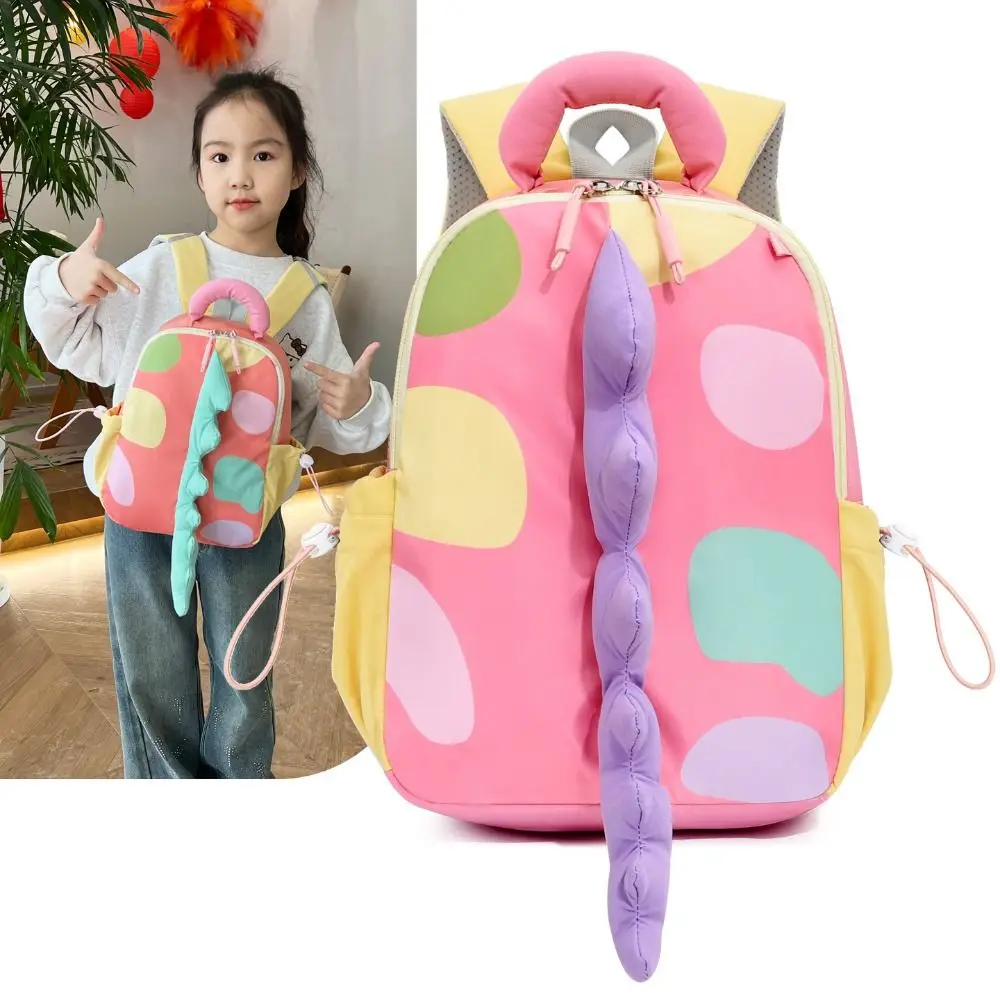 Oxford Cloth Kids Backpack Dinosaur Tail Lightweight Dinosaur Backpack Water Repellent Adjustable Straps Children Shoulder Bag