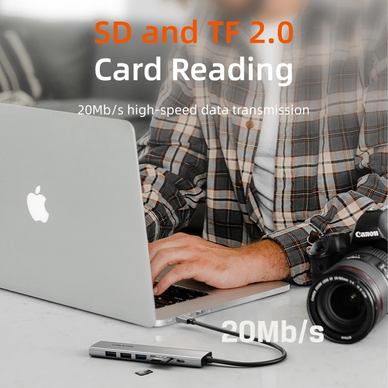 Cable time 7 in 1 USB-C Hub Ultra Slim Aluminium Multi port HDMI Pd100W für MacBook Pro iPad C Hub C502