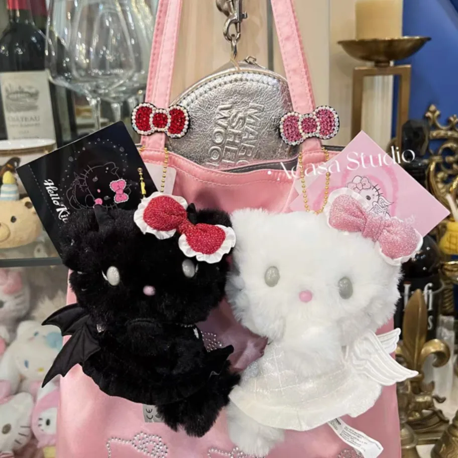 

Cute Sanrio Angel and Devil Series Hello Kitty Plush Toys Kawaii Anime Doll Stuff Keychain Pendant Grils Exquisite Birthday Gift