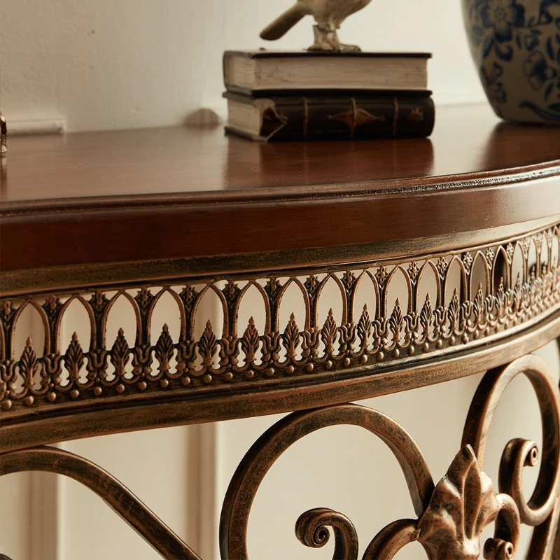 European Style Console Tables High-End Design Semi-Circular Hallway Table Home Entrance Консоль В Прихожую Living Room Furniture view 5
