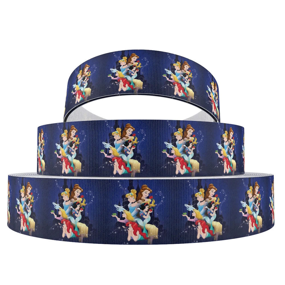 Disney 5Yards Multi Size Alice in Wonderland Printed Grosgrain Ribbon For Hairbows DIY Craft Supplies Cartoon Ribbons,5Yc7306