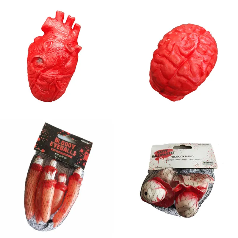 

Spooky Home Party Decor Halloween Prank Toy Fake Brain Fake Heart Finger Eye Set Haunted House Decoration Human Simulation Organ