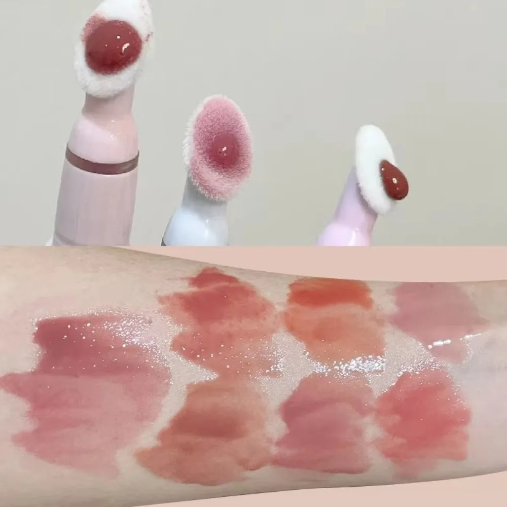 Brillo de labios de gelatina con espejo de cristal Sexy, cabezal de cepillo grande hidratante, lápiz labial líquido de larga duración, herramientas de maquillaje para labios carnosos cosméticos