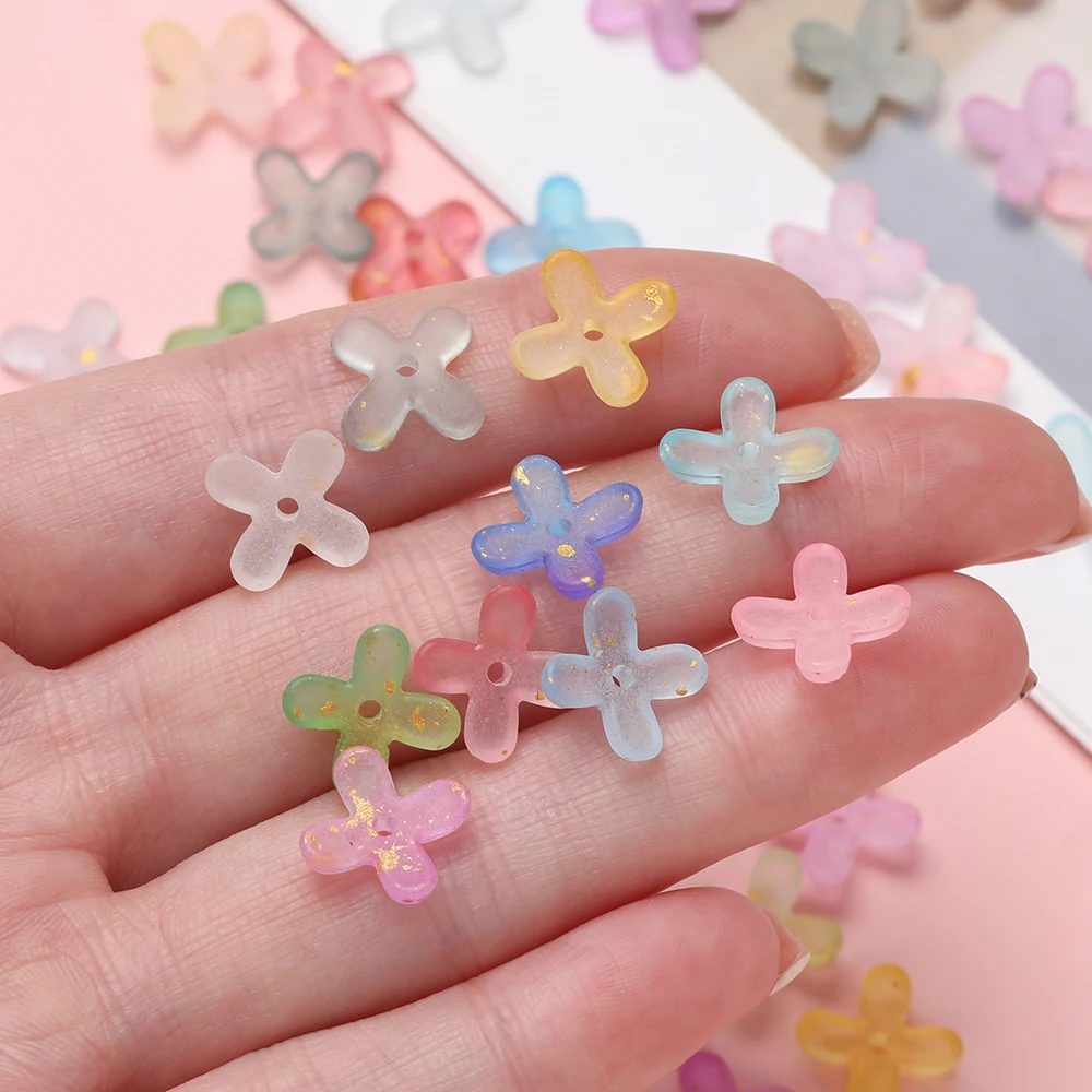 100pcs/lot Flower Lampwork Beads Bellflower Acrylic Spacer Beads Caps for DIY Charms Bracelets Jewelry Making Findings