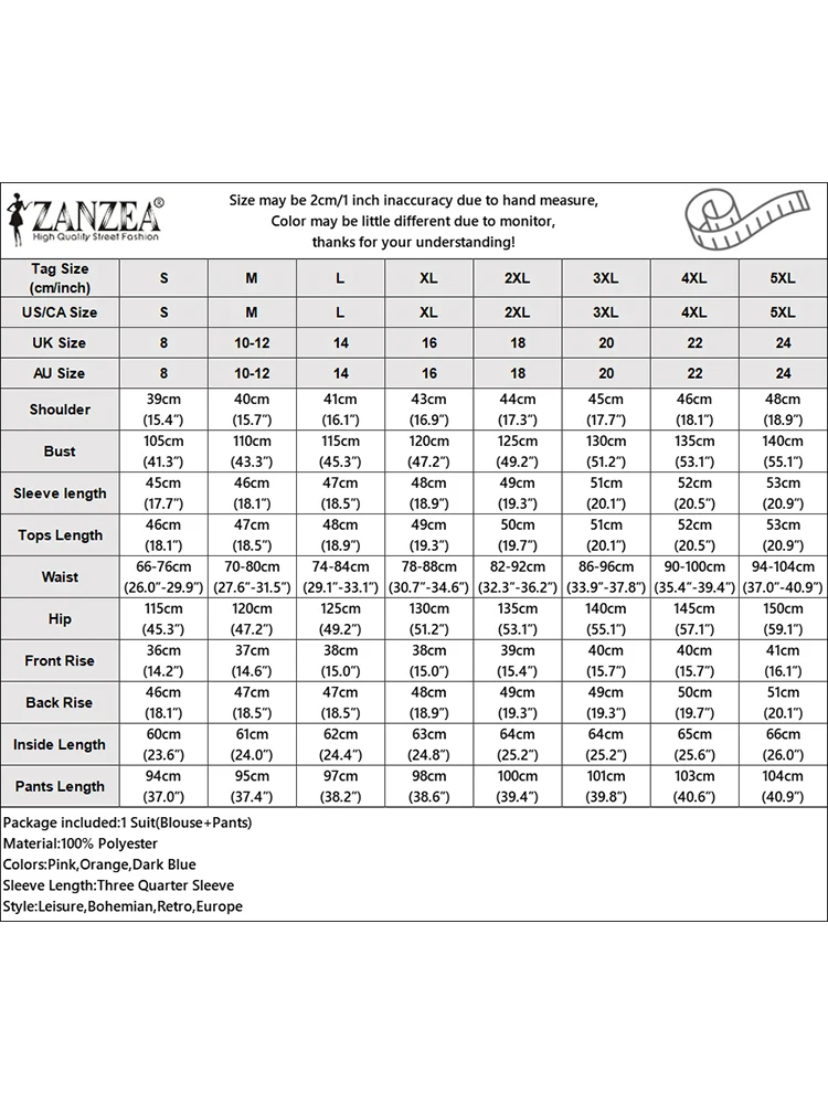 Summer Pant Sets 2pcs Women Tracksuits Casual Loose Work Matching Sets ZANZEA Bohemain Female Blouse Wide Leg Trousers Suit