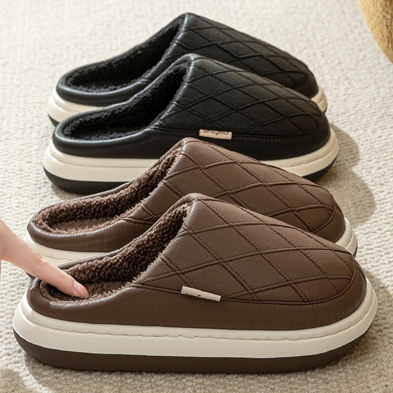 

Зимние тапочки для женщин и мужчин, домашняя теплая обувь на толстой подошве для пар, женские хлопковые тапочки на нескользящей платформе, pantuflas hombre