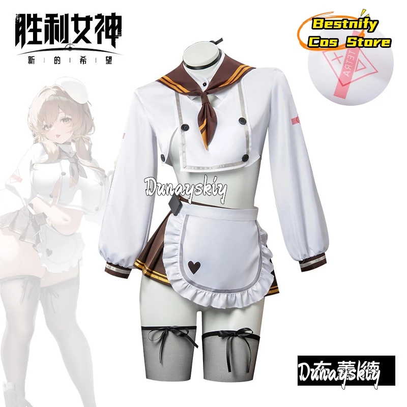 CosplayNIKKE-Disfraz de trenzas para mujer, trenzas de la diosa de la victoria, peluca de Cosplay, vestido de sirvienta Sexy, trajes de Anime, juego de rol S