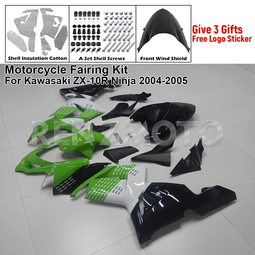اكسسوارات الدراجات النارية Fairings قالب حقن رسمت ABS البلاستيك هيكل السيارة أطقم لكاواساكي ZX-10R نينجا 2004-2005 K1005