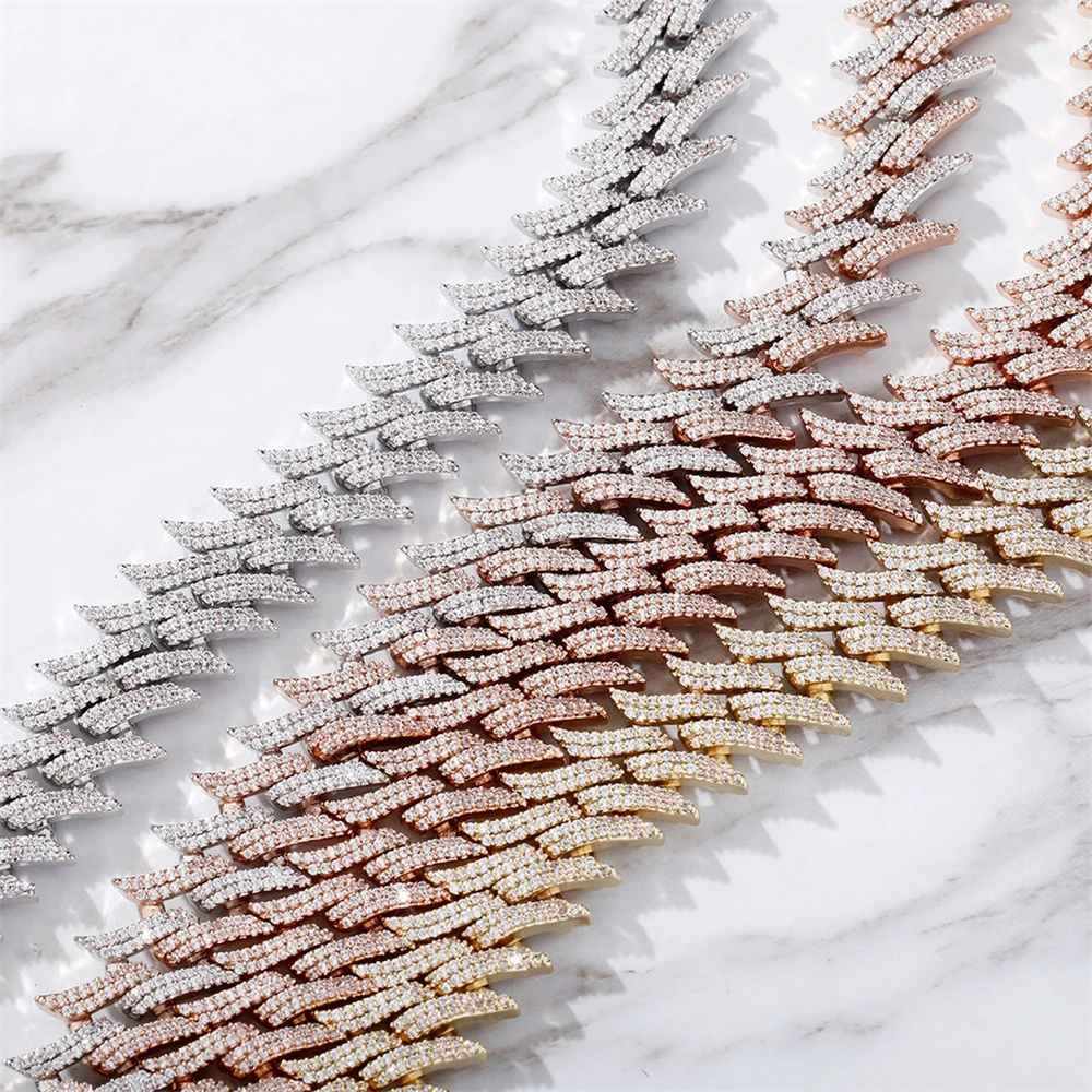 

Spiked Box Clasp Cuban Chain, New Full-Diamond Thorn, High-Quality Stylish Hip-Hop Necklace