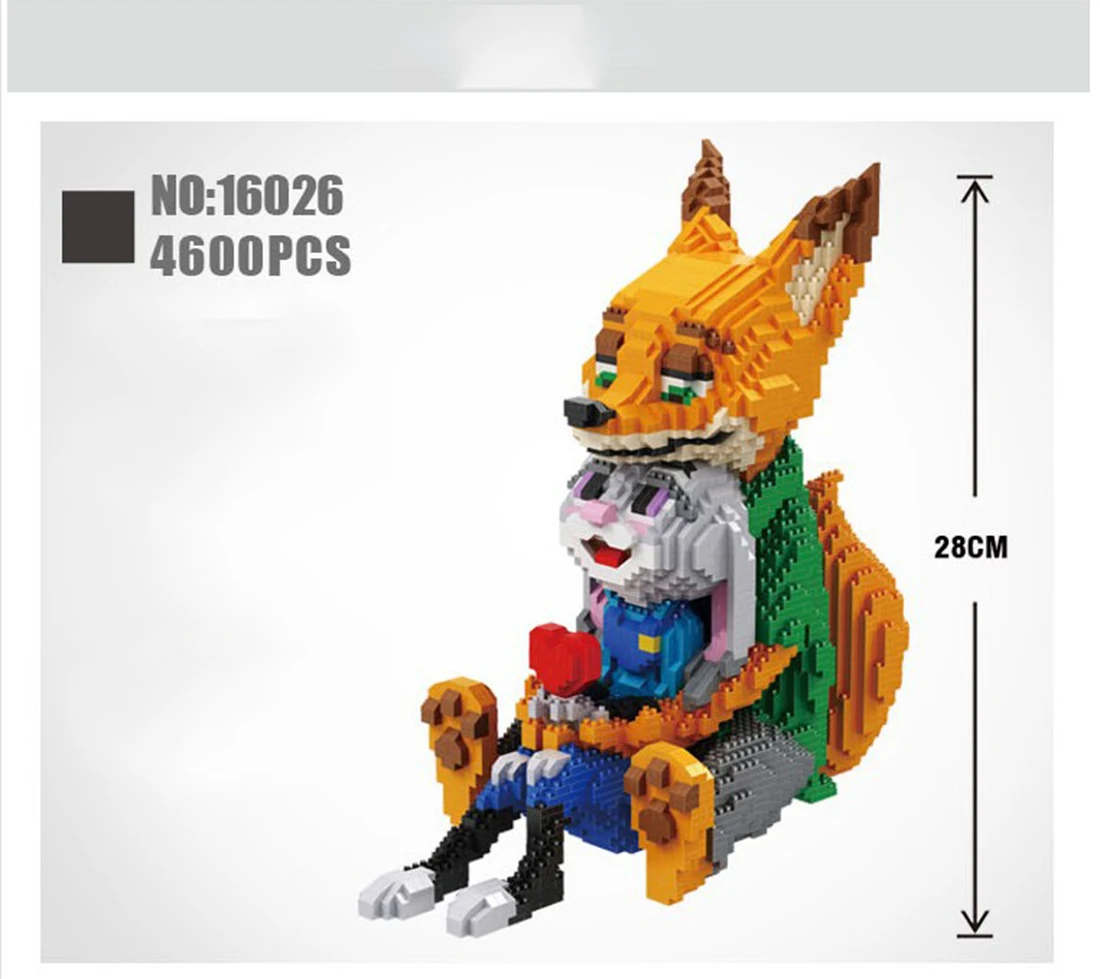 4600 Pcs Zootopia Micro Building Blocks Judy Rabbit Anime Action Figures Nick Fox Collection Mini Bricks Toys for Children