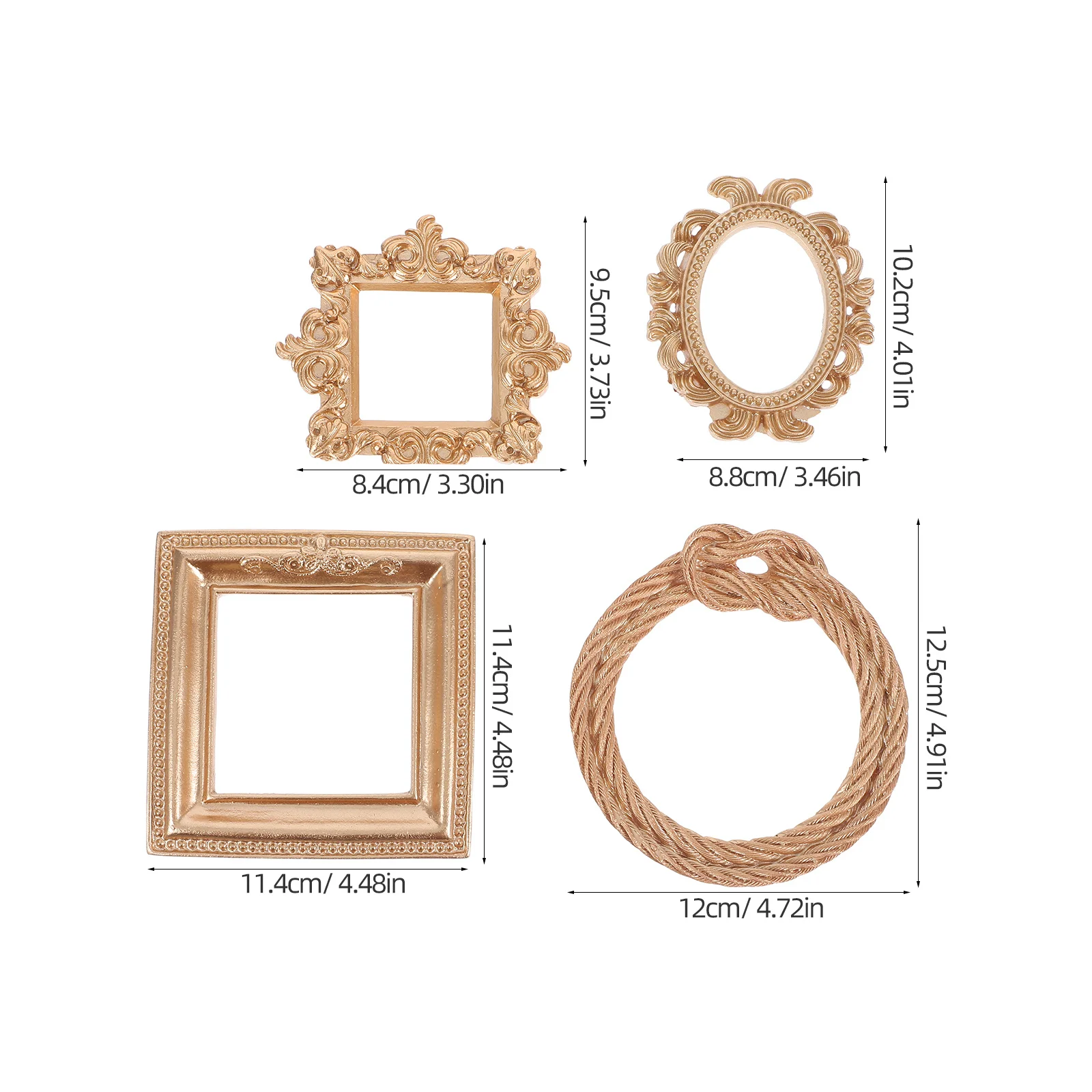 4Pcs Mini Vintage Resin Picture Frames Retro Tiny Frames for Photo Booth DIY Snapshots Decorative Wallet Display