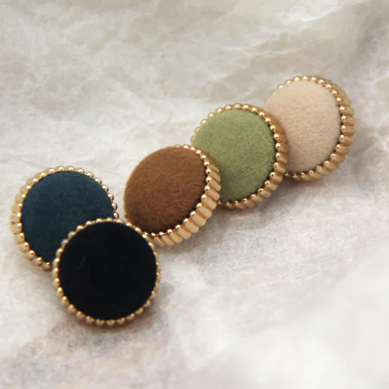 HENGC 13mm Small Metal Shank Fabric Buttons For Clothes Women Winter Blouse Coat Sweater Decorative Sewing Accessories Wholesale image 3