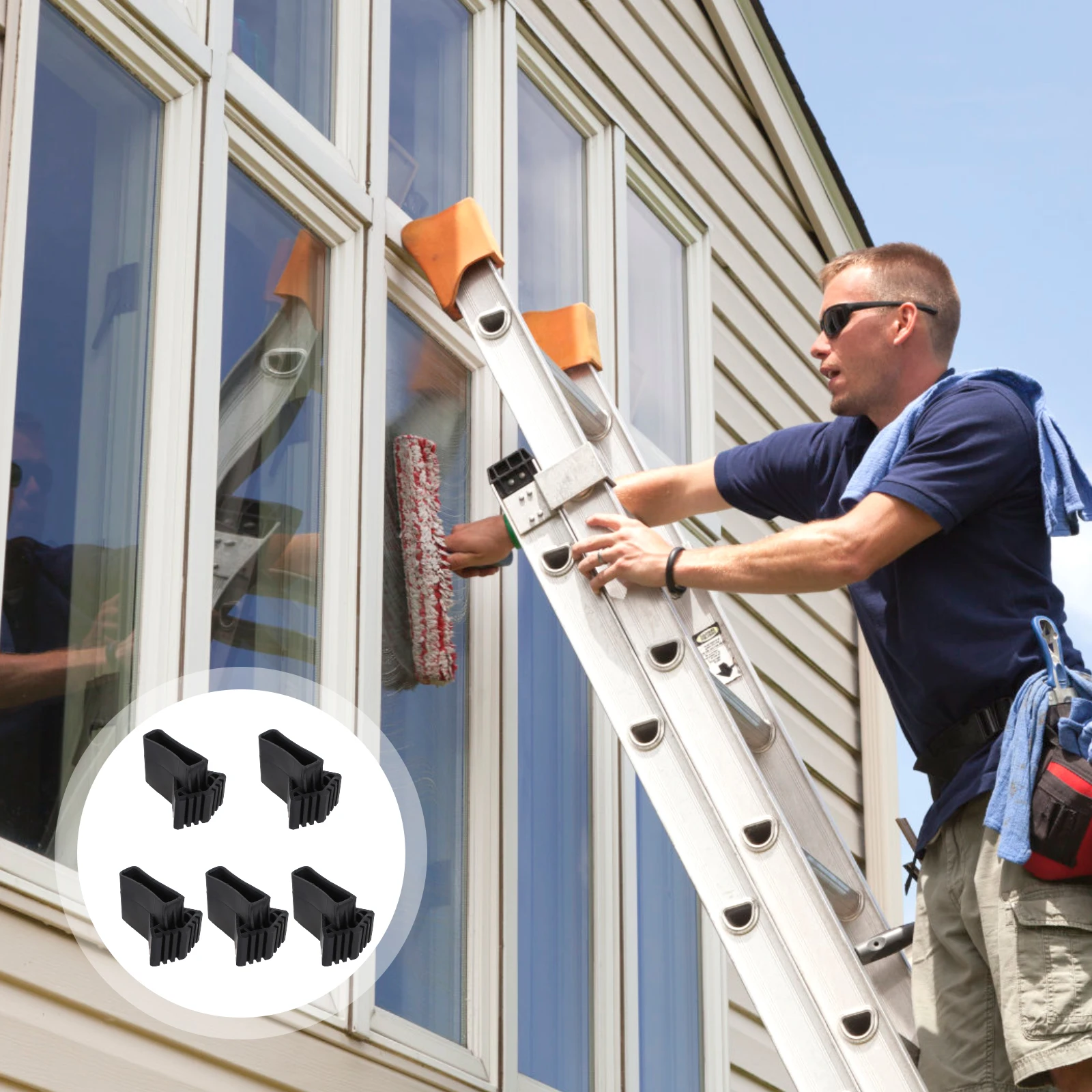 

5Pcs Ladder Feet Protector Covers Larger Load Bearing Surface Anti Slip Safety Mat Accessory Ladder Feet Covers