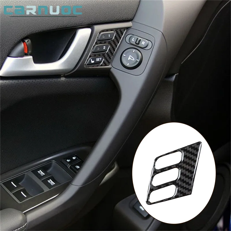 

For Honda Acura TSX 2009 2010 2011 2012 2013 2014 Carbon Fiber Mirror Control Button Styling Stickers Car Interior Accessories