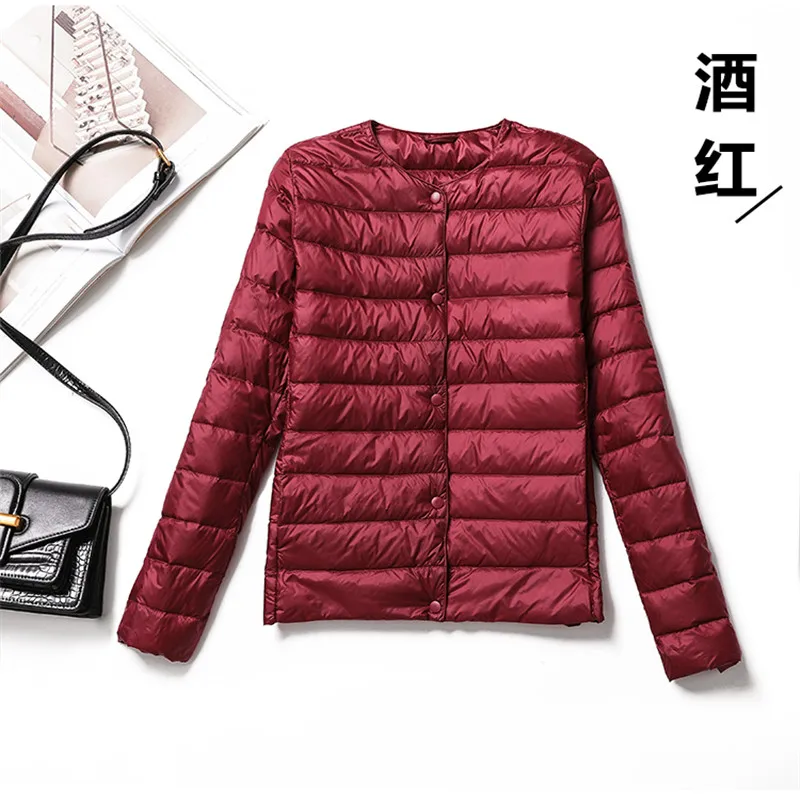 超軽量ホワイトダックダウンコートパーカー秋冬女性長袖シングルブレストジャケット女性ショートスリムダウンアウター