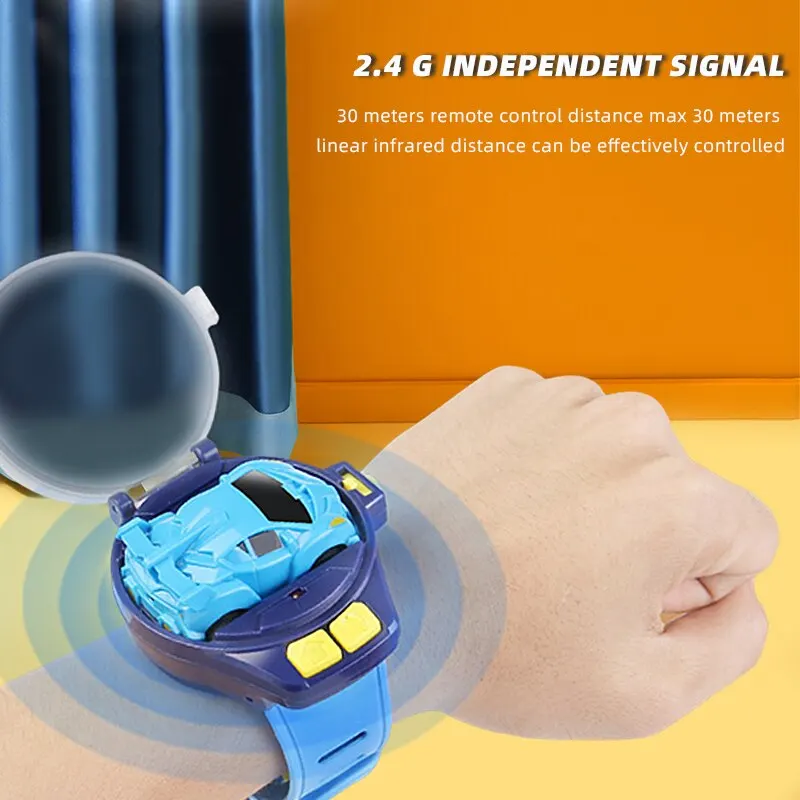 Remote Control Car Watch Mini Cute Wrist Band 2.4GHz Infrared Sensing Electric Racing Vehicle USB Charging Smart Toy Kids Gift