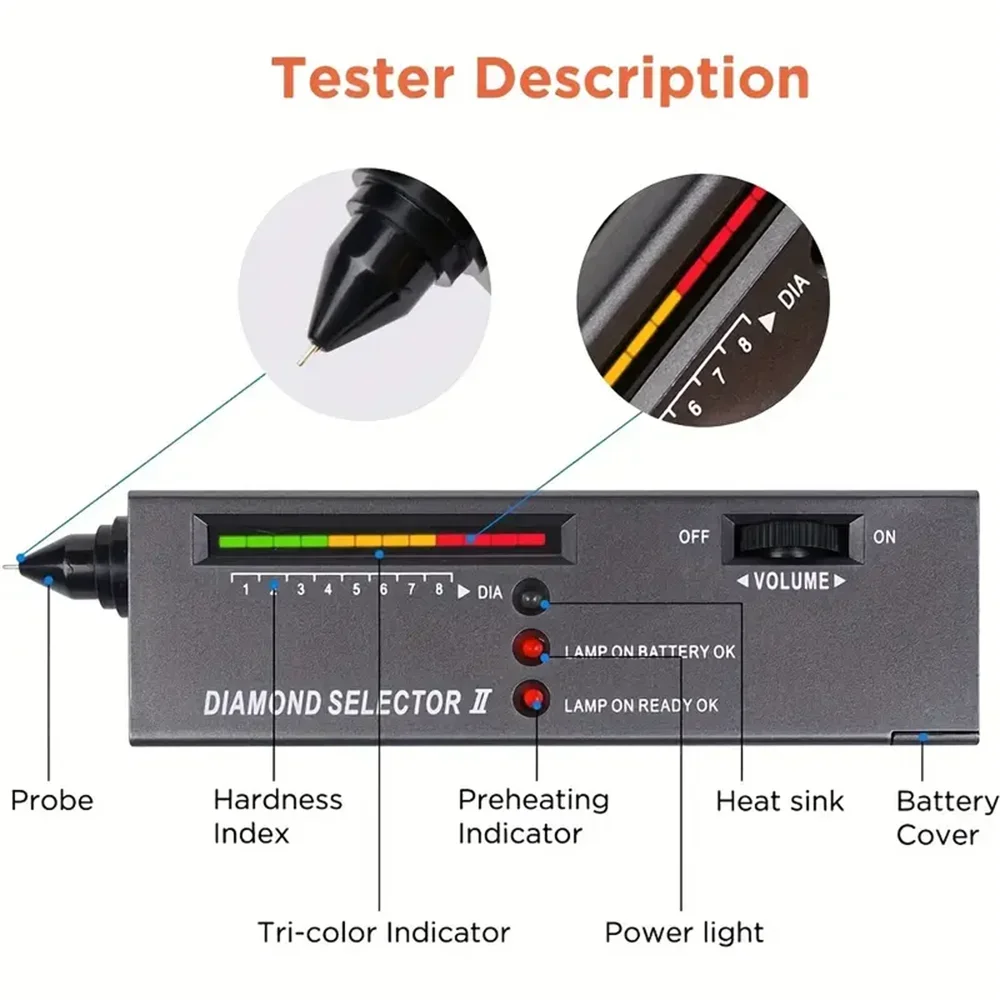 Diamond Tester Portable Gemstone Selector Tool LED Indicator Accurate Reliable Jewelry Test Tool For Jewelry Jade Ruby