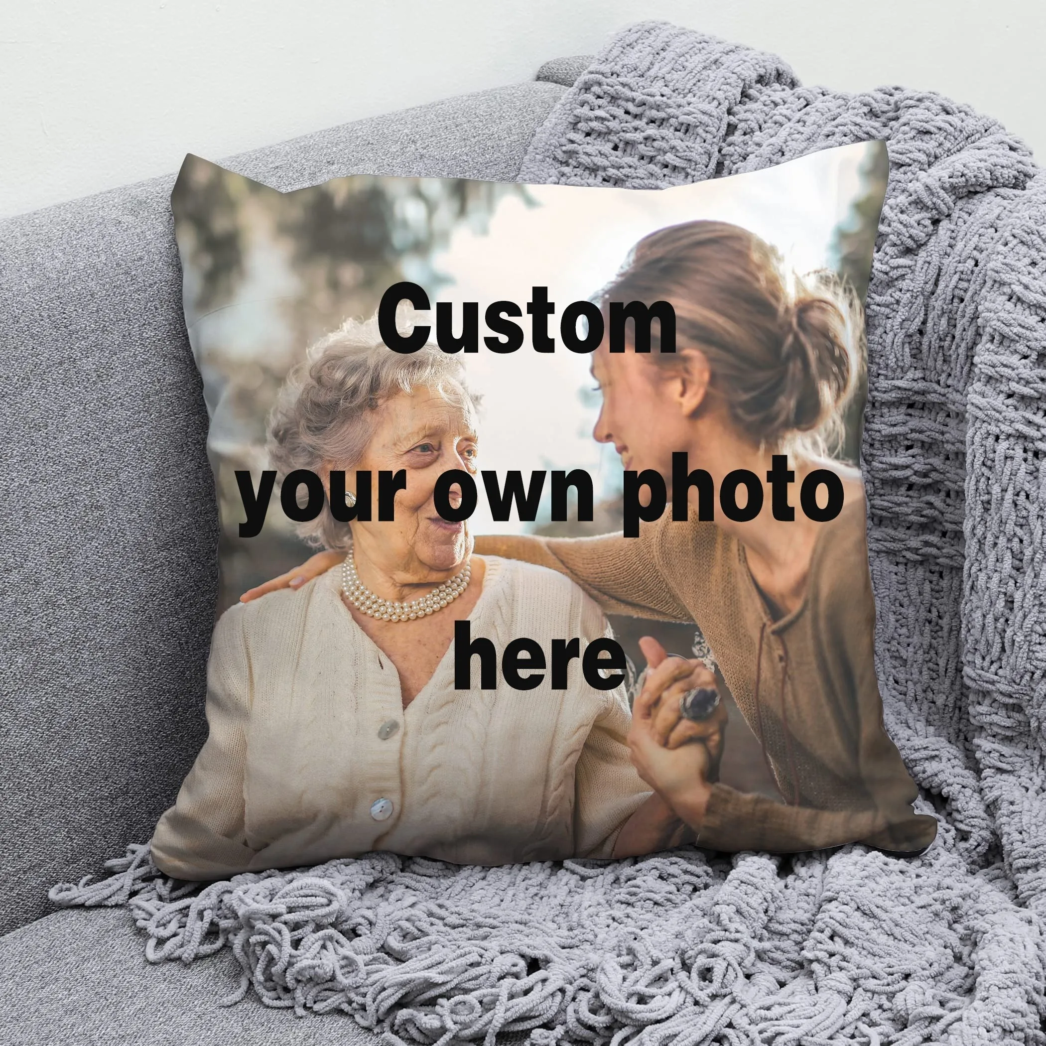 Customized Photo DIY  Pillow Cover with Wedding Photo, Valentine'S Day Anniversary Gift Pillowcase Decorative Cushion Cover