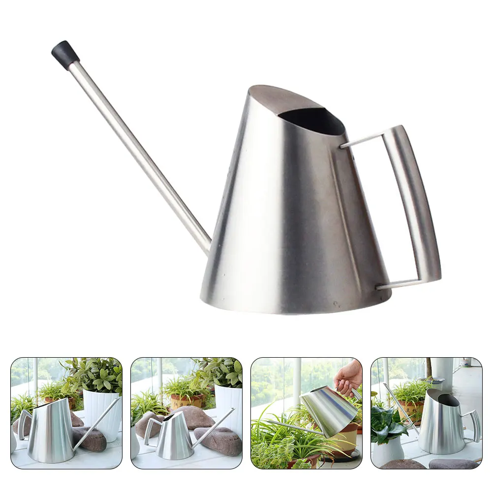 

Stainless Steel Watering Can Large Capacity Reusable Plants Flowers Silver Mini Sprinkler Pot Gardening