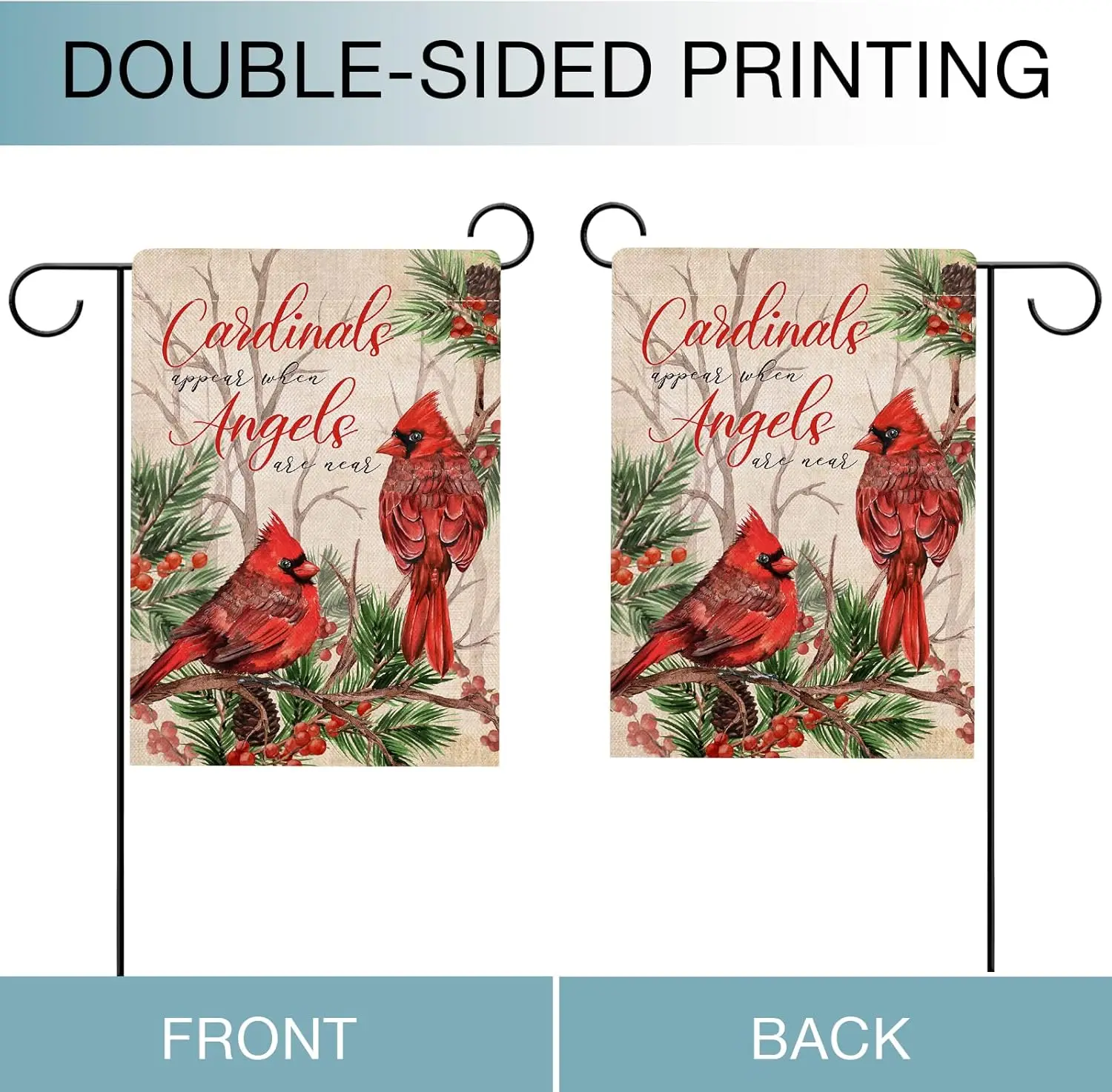 Hzppyz Cardinal Appear When Angels are Near Winter Garden Flag, Red Bird Berry Pine Tree Branch Decorative House Yard Outdoo SSL - view 5