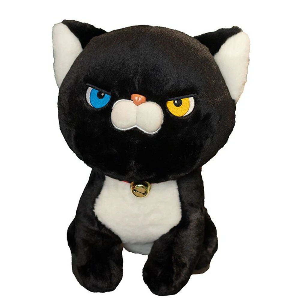 

25-40CM Dipupil Cat Plush Toy Bell Lazy Angry Expression Sitting Posture Energy Magic Cat Doll Send Children Birthday Gift