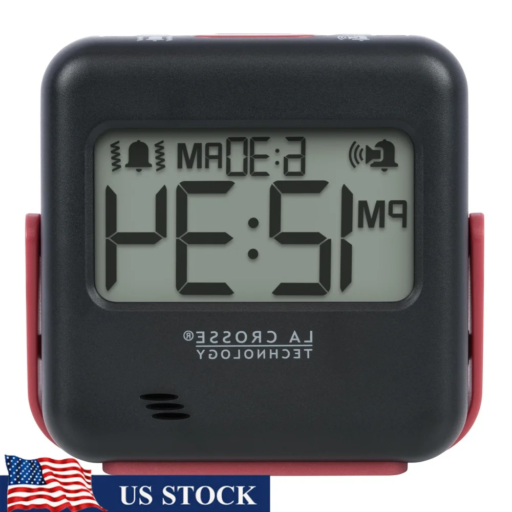 

Compact Digital Vibration Alarm Clock Loud Buzz Travel-Friendly Design Easy Setup Durable Rubber Base Backlight Deep Sleepers
