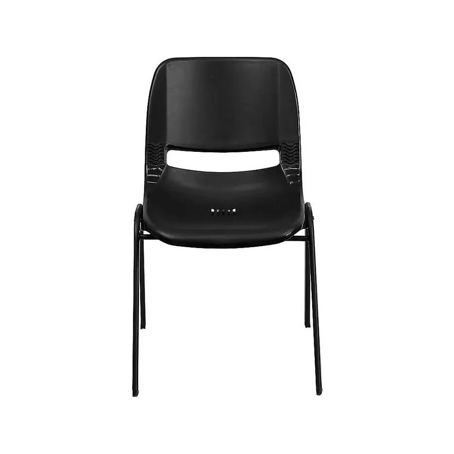 HERCULES Series 880 lb. Capacity Black Ergonomic Shell Stack Chair with Black Frame