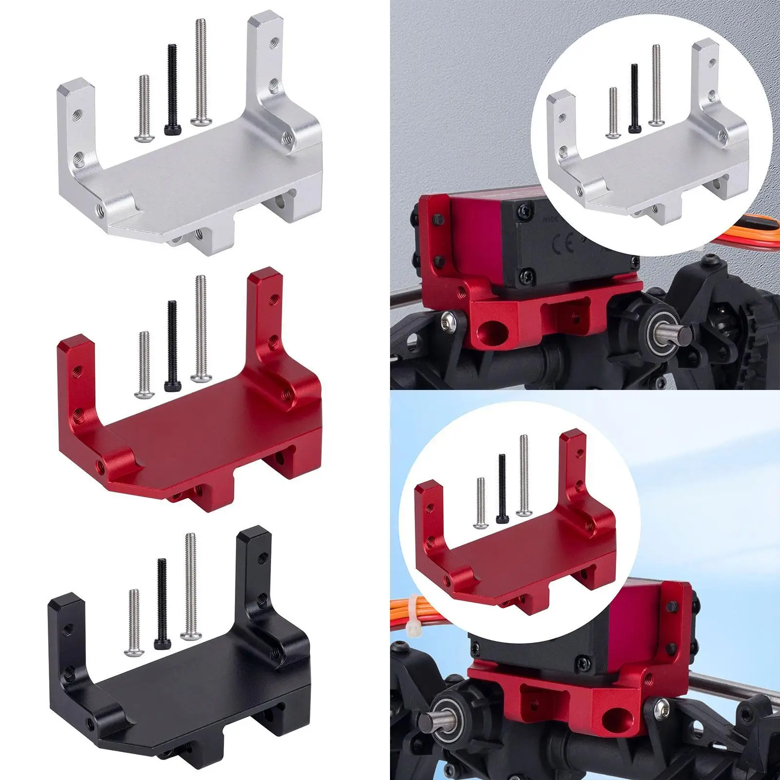 

SCX10 III Servo Axle Mount Upgrades Parts Component Aluminum Alloy Steering Setup Chassis Mounted Stand 1:10 RC Servo Mount
