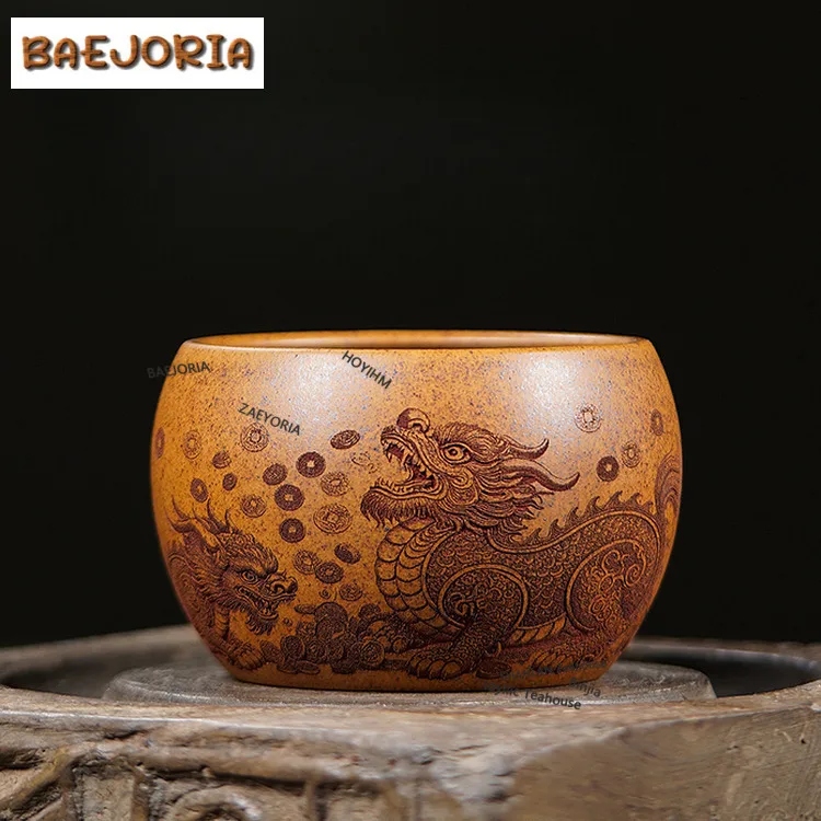 

240ml Yixing Purple Clay Wealth Beast Teacup Ancient Tea Bowl Water Jug Tea-tasting Fragrance Cup Jianzhan Master Cups Drinkware