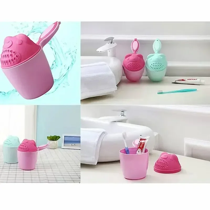 Baby Shower Toddle Shampoo Cup Cute Cartoon Baby Bath Spoons with Protect Kid Eyes Child Washing Hair Cup Kids Bathing Tool