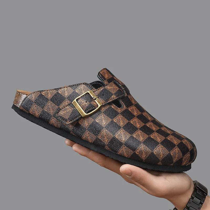 Zapatillas de mujer, sandalias con plataforma, diseño de tablero de ajedrez, diapositivas, cómodas zapatillas para parejas al aire libre, zapatos informales para interiores de talla grande 36-46