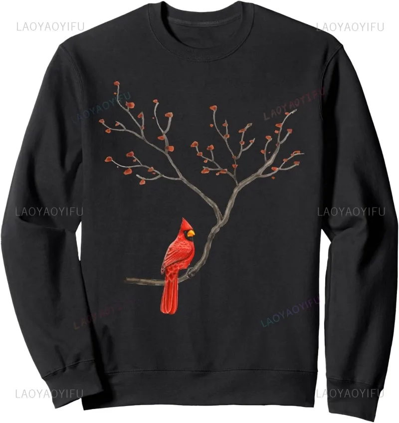 

Sakura Hoodies Women Clothing Red Cardinal Bird Lovers Birdwatching Birding Vintage Sweatshirt Hoodie Bird Sweater Clothing