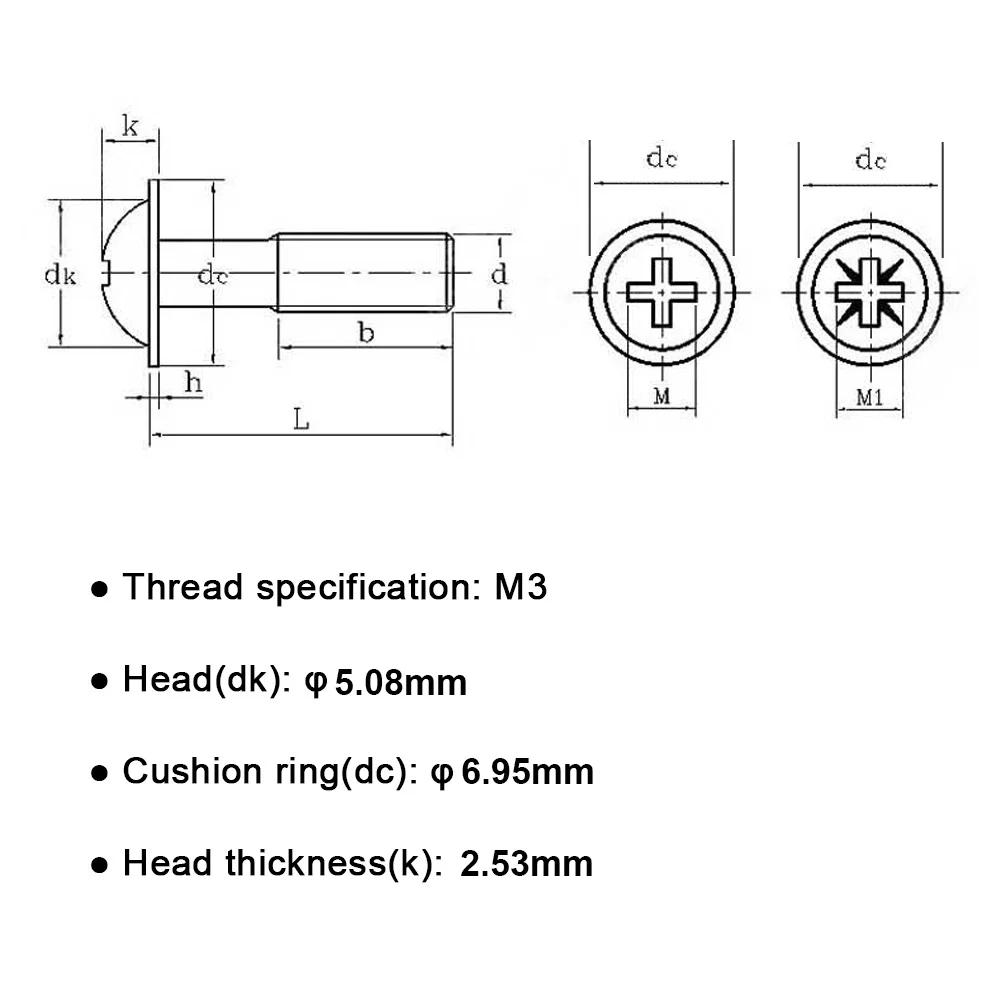 10 Pieces M3/M4 Round Head Screw 5mm 8mm 10mm 12mm PWM Pan Washer Stainless Steel Phillips Cross Bolt Nut Screws