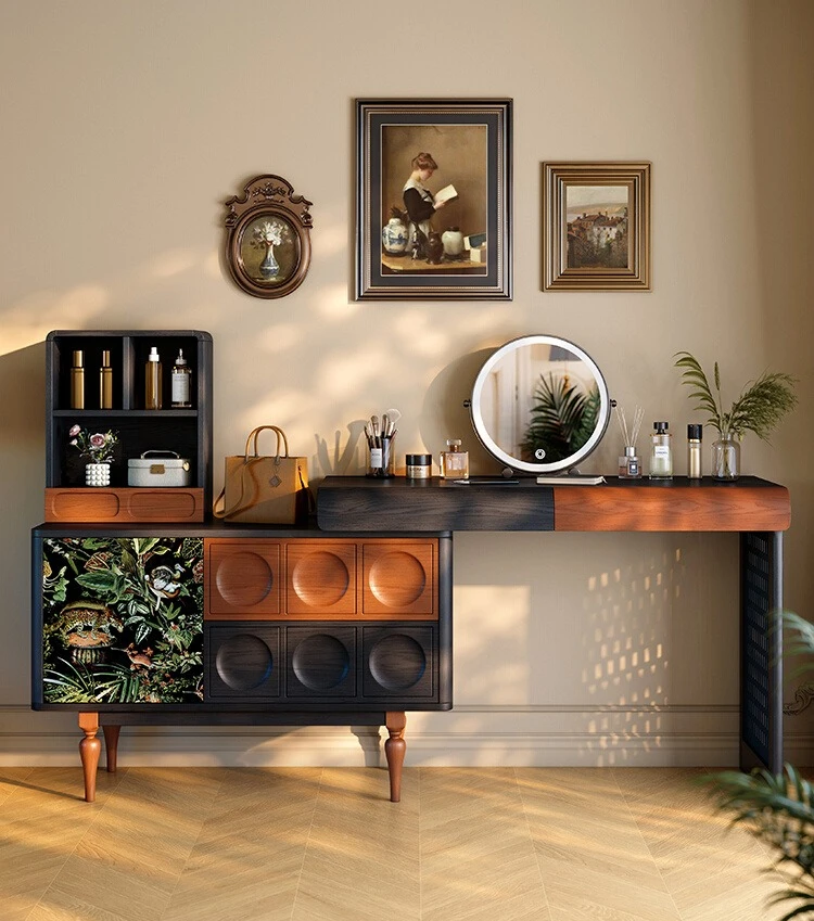 

Dresser, chest, integrated French retro master bedroom, ash wood solid wood dresser, antique makeup table